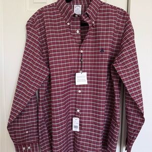 Brooks Brothers Burgundy Plaid Button Down Shirt new